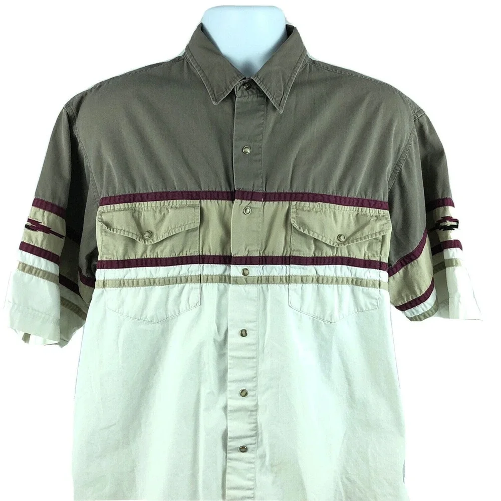Plains Western‎ Wear Rodeo Cowboy Shirt Men's XL Pearl Snaps Rancher Farm